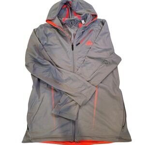 Adidas ClimaWarm Running Jacket Hooded Zip‎ Gray Coral Pink Women's M